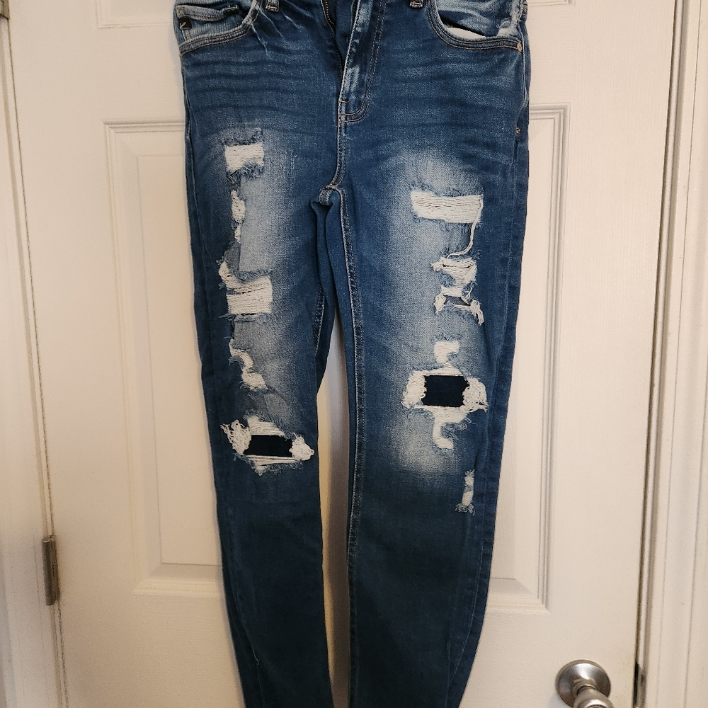 KanCan Maurices Women's Size 29 Blue Denim Distressed Ankle Skinny Jeans